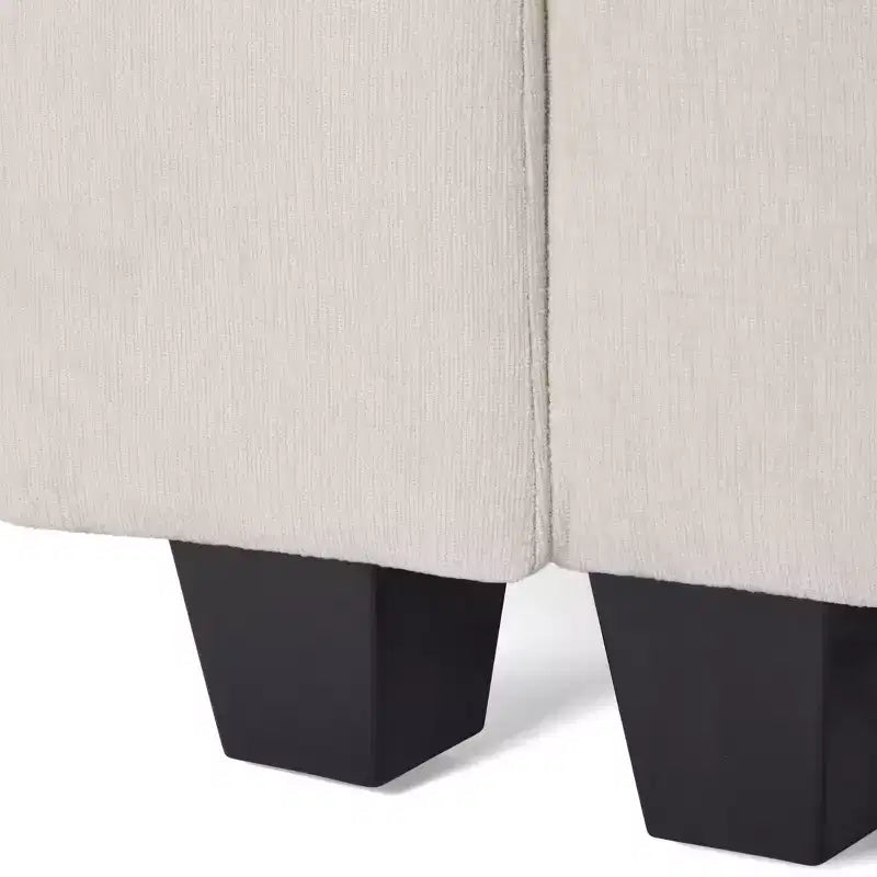 Divano sezionale modulare a U 128 in ciniglia con chaise longue, porte USB/Type-C e tasche laterali