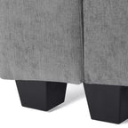 Divano sezionale modulare a U 128 in ciniglia con chaise longue, porte USB/Type-C e tasche laterali