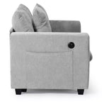 Divano sezionale modulare a U 128 in ciniglia con chaise longue, porte USB/Type-C e tasche laterali