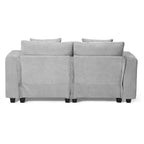 Divano sezionale modulare a U 128 in ciniglia con chaise longue, porte USB/Type-C e tasche laterali
