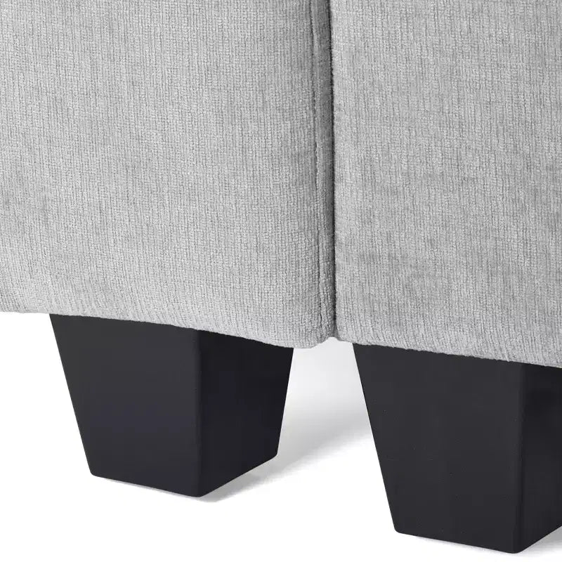 Divano sezionale modulare a U 128 in ciniglia con chaise longue, porte USB/Type-C e tasche laterali