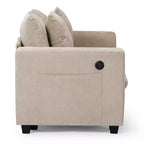 Divano sezionale modulare a U 128 in ciniglia con chaise longue, porte USB/Type-C e tasche laterali