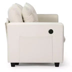 Divano sezionale modulare a U 128 in ciniglia con chaise longue, porte USB/Type-C e tasche laterali