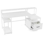 Postazione Computer 66 con Supporto Monitor, Supporto CPU, Ripiano Stampante e Cassetto Portadocumenti