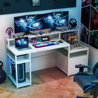 Postazione Computer 66 con Supporto Monitor, Supporto CPU, Ripiano Stampante e Cassetto Portadocumenti