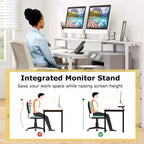 Postazione Computer 66 con Supporto Monitor, Supporto CPU, Ripiano Stampante e Cassetto Portadocumenti