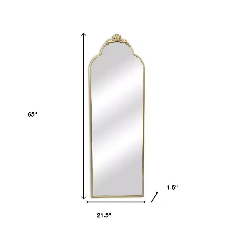 Specchio a figura intera da appendere con cornice in metallo dorato 65 cm