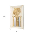 Due specchi decorativi da 30 cm con cornice in legno bianca e oro