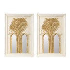Due specchi decorativi da 30 cm con cornice in legno bianca e oro