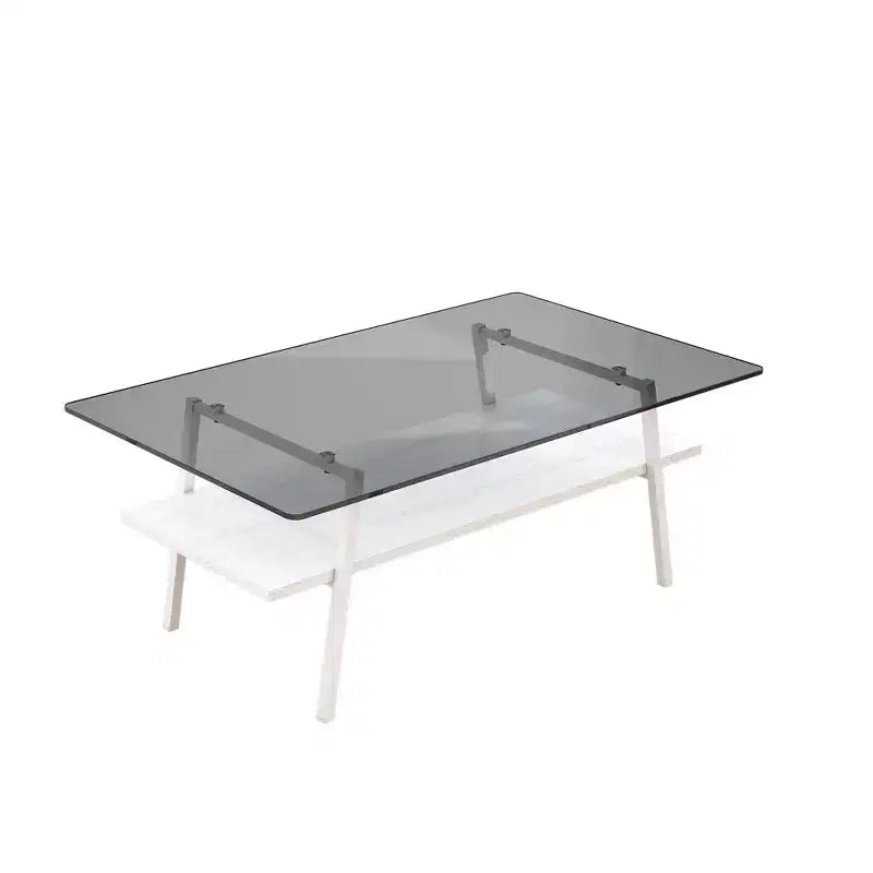 Tavolino da Salotto e Tavolini da Appoggio, Tavolo in Vetro Temperato con Strato in MDF, Tavoli Moderni per Soggiorno, Vetro Grigio