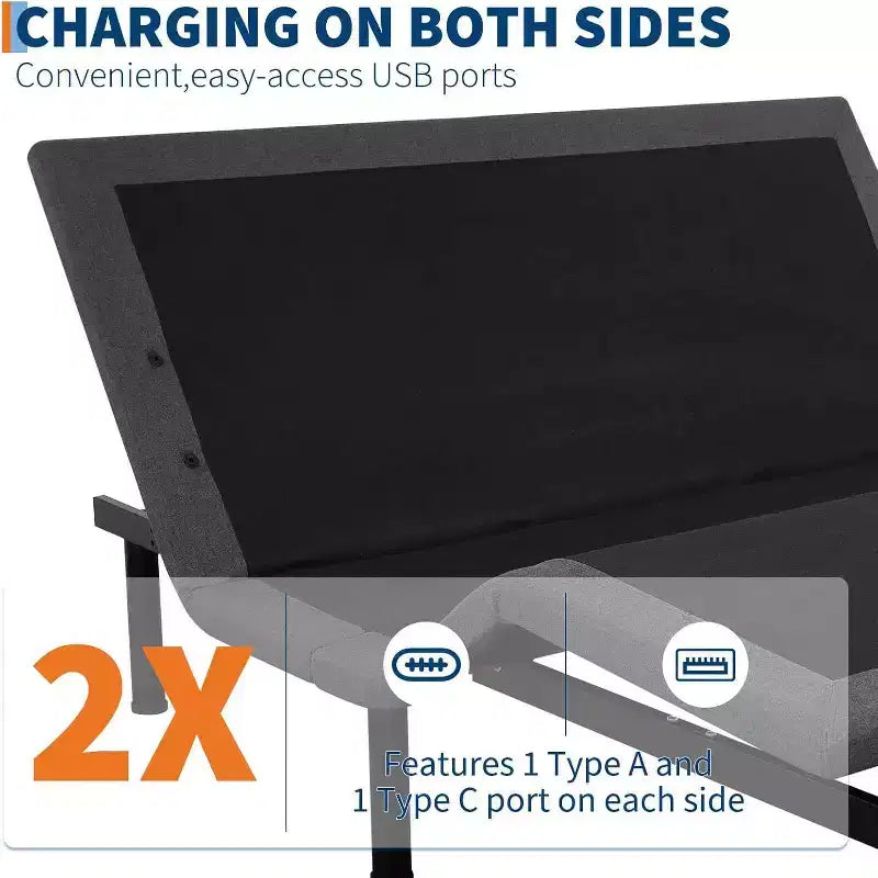 Letto matrimoniale regolabile - Massaggio e ricarica USB