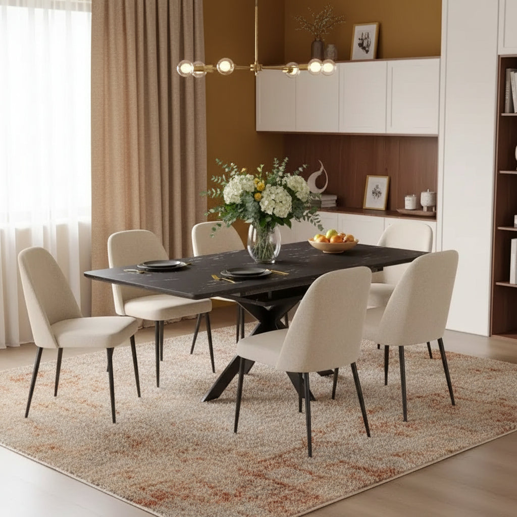 Tavolo da Pranzo Allungabile Rettangolare Moderno con Gambe a X, Tavolo da Cucina da 6 a 10 Posti, per Sala Riunioni, Salotto