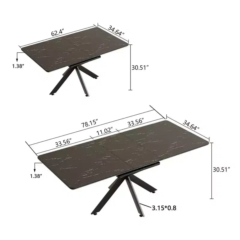 Tavolo da Pranzo Allungabile Rettangolare Moderno con Gambe a X, Tavolo da Cucina da 6 a 10 Posti, per Sala Riunioni, Salotto