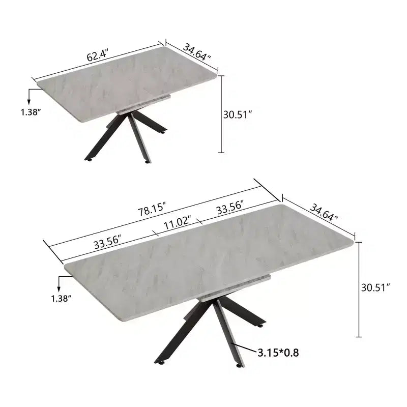 Tavolo da Pranzo Allungabile Rettangolare Moderno con Gambe a X, Tavolo da Cucina da 6 a 10 Posti, per Sala Riunioni, Salotto