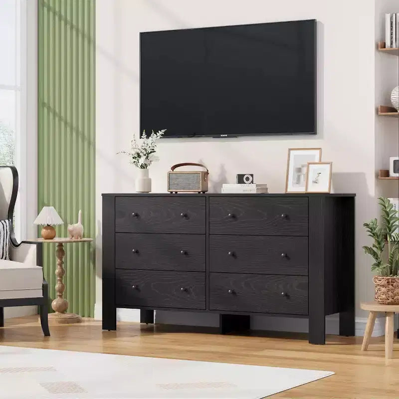 Comò per camera da letto, cassettiera a 6 cassetti con cassetto largo e maniglie in metallo, cassettiere e comò in legno per corridoio, ingresso