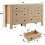 Comò per camera da letto, cassettiera a 6 cassetti con cassetto largo e maniglie in metallo, cassettiere e comò in legno per corridoio, ingresso