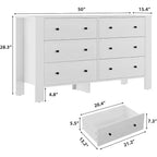Comò per camera da letto, cassettiera a 6 cassetti con cassetto largo e maniglie in metallo, cassettiere e comò in legno per corridoio, ingresso