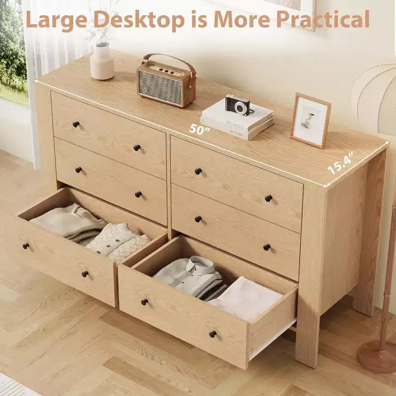 Comò per camera da letto, cassettiera a 6 cassetti con cassetto largo e maniglie in metallo, cassettiere e comò in legno per corridoio, ingresso