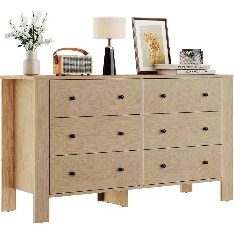 Comò per camera da letto, cassettiera a 6 cassetti con cassetto largo e maniglie in metallo, cassettiere e comò in legno per corridoio, ingresso