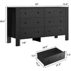 Comò per camera da letto, cassettiera a 6 cassetti con cassetto largo e maniglie in metallo, cassettiere e comò in legno per corridoio, ingresso