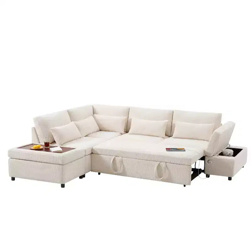 Divano componibile in ciniglia oversize con letto estraibile