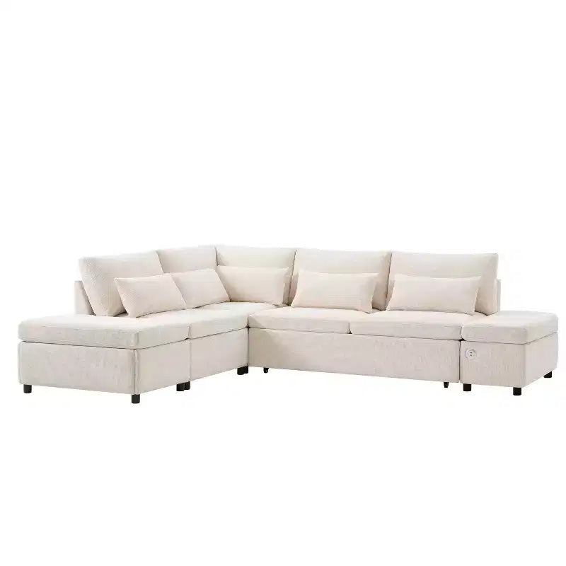 Divano componibile in ciniglia oversize con letto estraibile