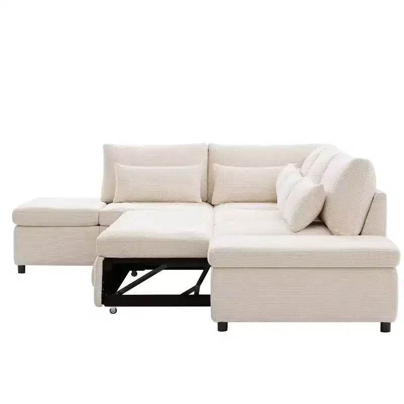 Divano componibile in ciniglia oversize con letto estraibile