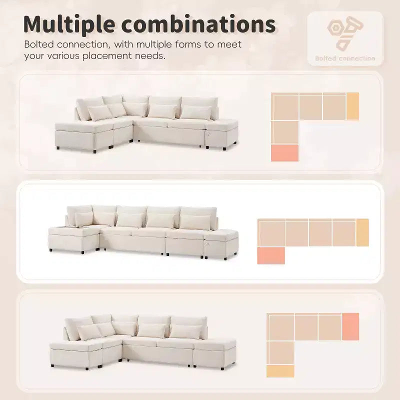 Divano componibile in ciniglia oversize con letto estraibile