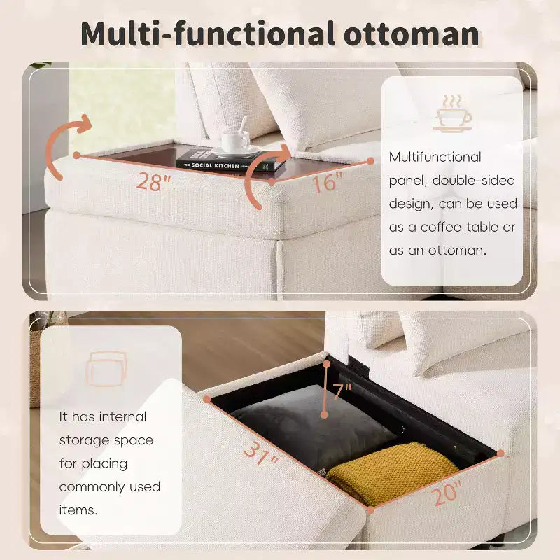 Divano componibile in ciniglia oversize con letto estraibile