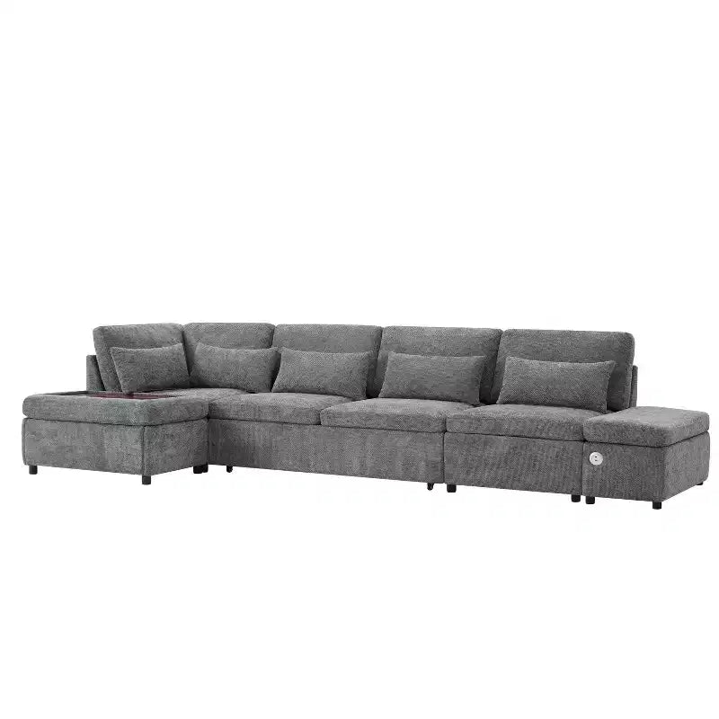 Divano componibile in ciniglia oversize con letto estraibile