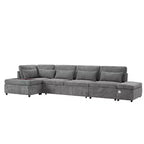 Divano componibile in ciniglia oversize con letto estraibile
