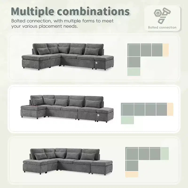 Divano componibile in ciniglia oversize con letto estraibile