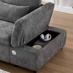 Divano componibile in ciniglia oversize con letto estraibile