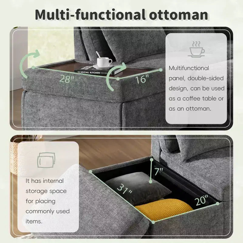 Divano componibile in ciniglia oversize con letto estraibile