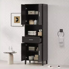 Mobile contenitore da bagno con 2 ante, 1 cassetto e ripiani regolabili, mobile contenitore alto indipendente per bagno