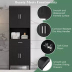 Mobile contenitore da bagno con 2 ante, 1 cassetto e ripiani regolabili, mobile contenitore alto indipendente per bagno
