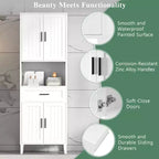 Mobile contenitore da bagno con 2 ante, 1 cassetto e ripiani regolabili, mobile contenitore alto indipendente per bagno