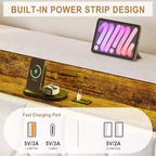 Struttura letto Full/Queen/King Size con luci LED, letto a piattaforma imbottito con stazione di ricarica e testiera con 2 ripiani portaoggetti