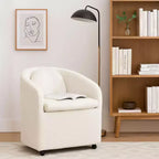 Poltrona Girevole Accent in Ciniglia Moderna con Schienale Arrotondato e Base Girevole a 360°, per Soggiorno o Camera da Letto, Beige