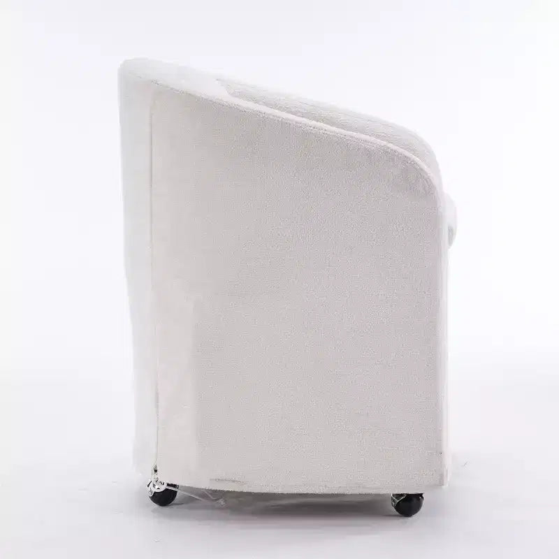 Poltrona Girevole Accent in Ciniglia Moderna con Schienale Arrotondato e Base Girevole a 360°, per Soggiorno o Camera da Letto, Beige