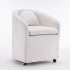 Poltrona Girevole Accent in Ciniglia Moderna con Schienale Arrotondato e Base Girevole a 360°, per Soggiorno o Camera da Letto, Beige