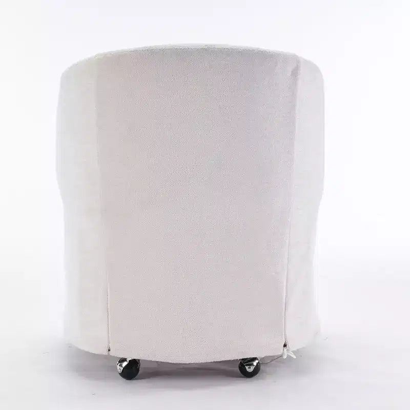 Poltrona Girevole Accent in Ciniglia Moderna con Schienale Arrotondato e Base Girevole a 360°, per Soggiorno o Camera da Letto, Beige
