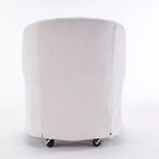 Poltrona Girevole Accent in Ciniglia Moderna con Schienale Arrotondato e Base Girevole a 360°, per Soggiorno o Camera da Letto, Beige