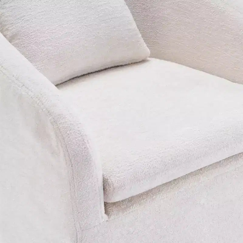 Poltrona Girevole Accent in Ciniglia Moderna con Schienale Arrotondato e Base Girevole a 360°, per Soggiorno o Camera da Letto, Beige
