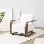 Poltrona con struttura in legno - Bianco/Marrone