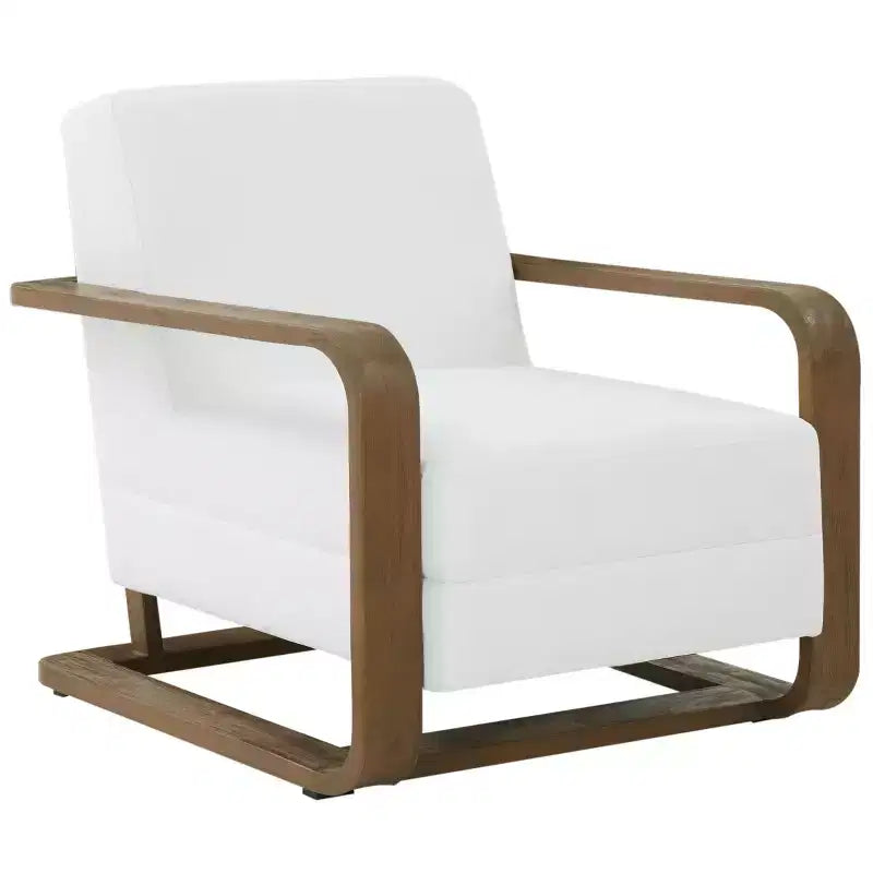 Poltrona con struttura in legno - Bianco/Marrone