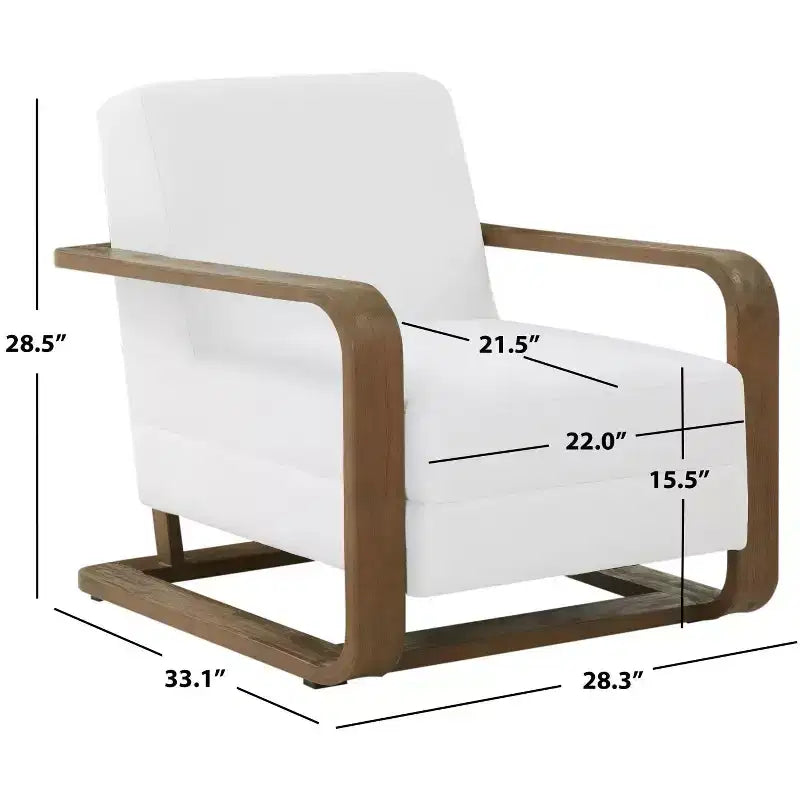 Poltrona con struttura in legno - Bianco/Marrone