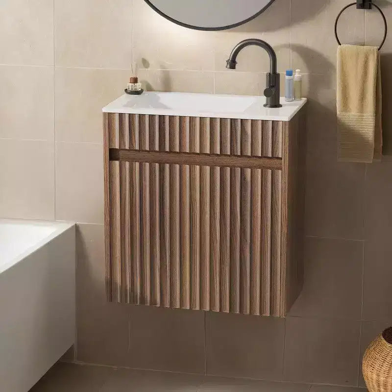 Mobiletto Sottolavabo 45cm Noce Sospeso Senza Lavabo