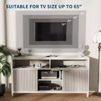 Mobile TV scanalato per TV da 65 pollici, Consolle multimediale moderna di metà secolo con ripiani regolabili, Mobiletto sottile per l'intrattenimento in stile rustico