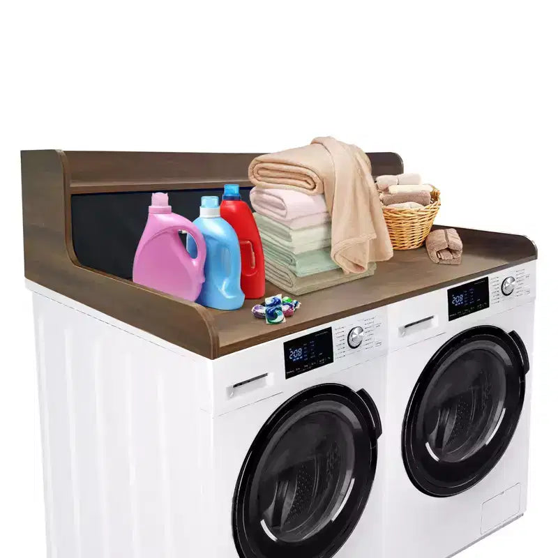 Organizer per lavatrice/asciugatrice a 2 ripiani da appoggio in legno 54x27,55 con cassetti e gommini antiscivolo (confezione da 1)